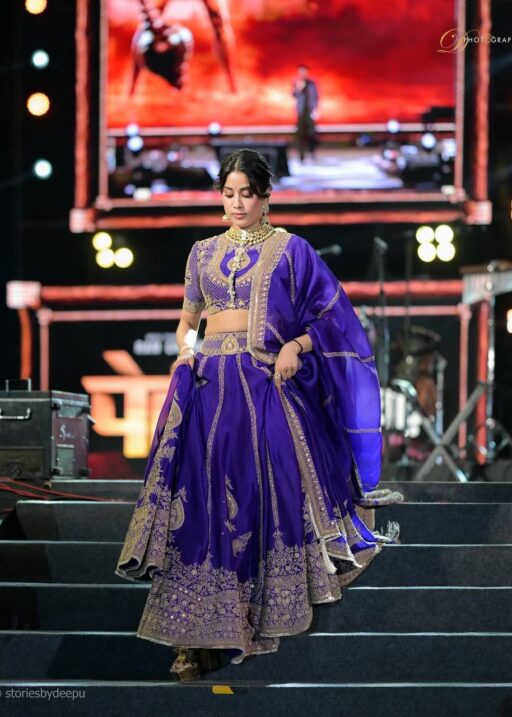 Jhanvi Kapoor Inspired Purple Lehenga Blouse