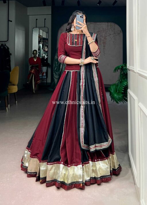 Marron black Color Long Blouse Chaniya Choli for Navratri