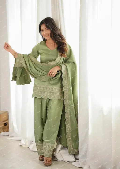 Mint Green Straight Salwar Suit for Women