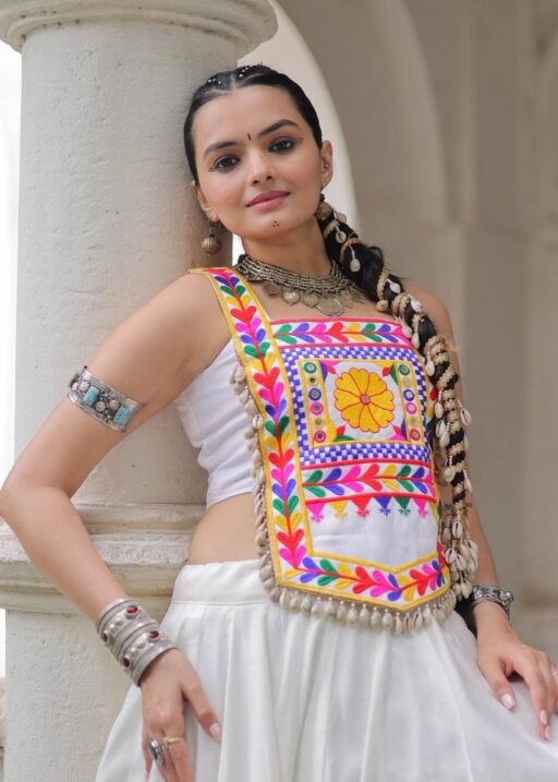 Navratri Wear Blouse White Color