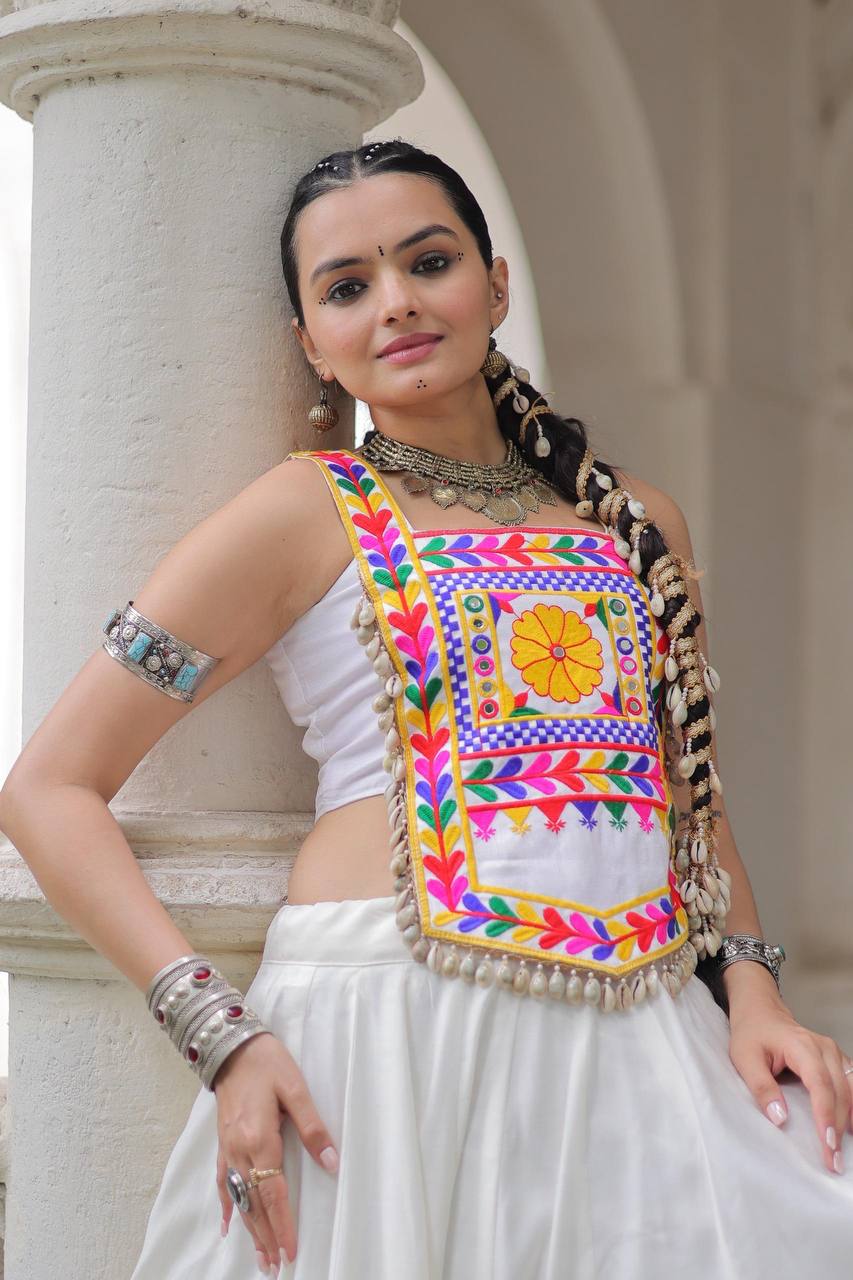 Navratri Wear Blouse White Color