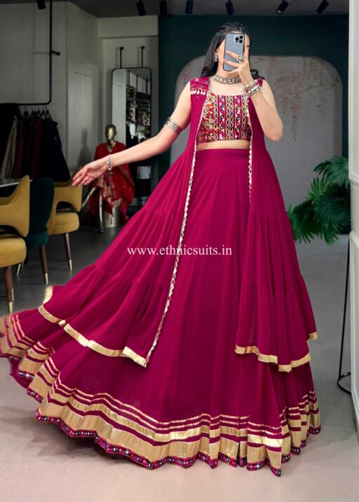 Rani Color Chaniya Choli with Jacket for Navratri
