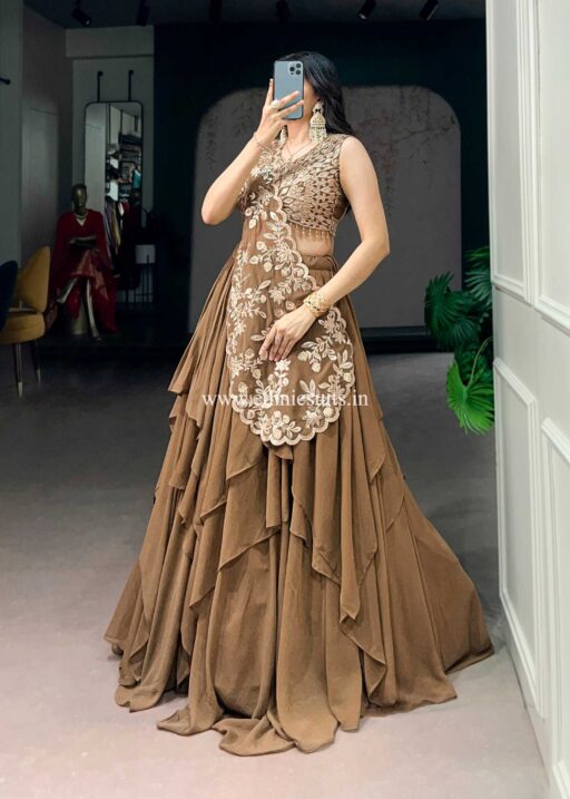 Stylish big Flair Bridesmaid Lehenga Choli with fancy Dupatta