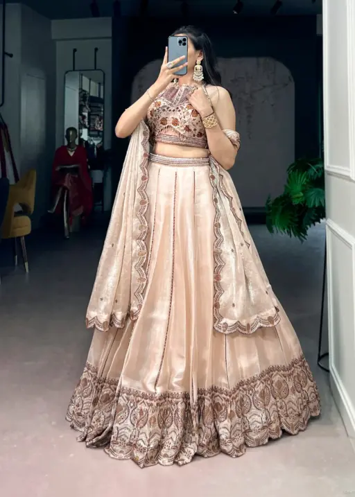 Wedding Special Creme Lehenga Blouse for Women