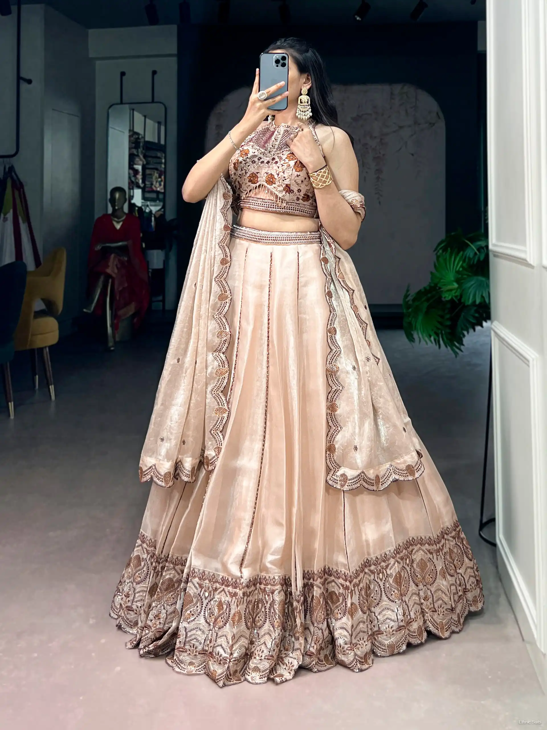 Wedding Special Creme Lehenga Blouse for Women