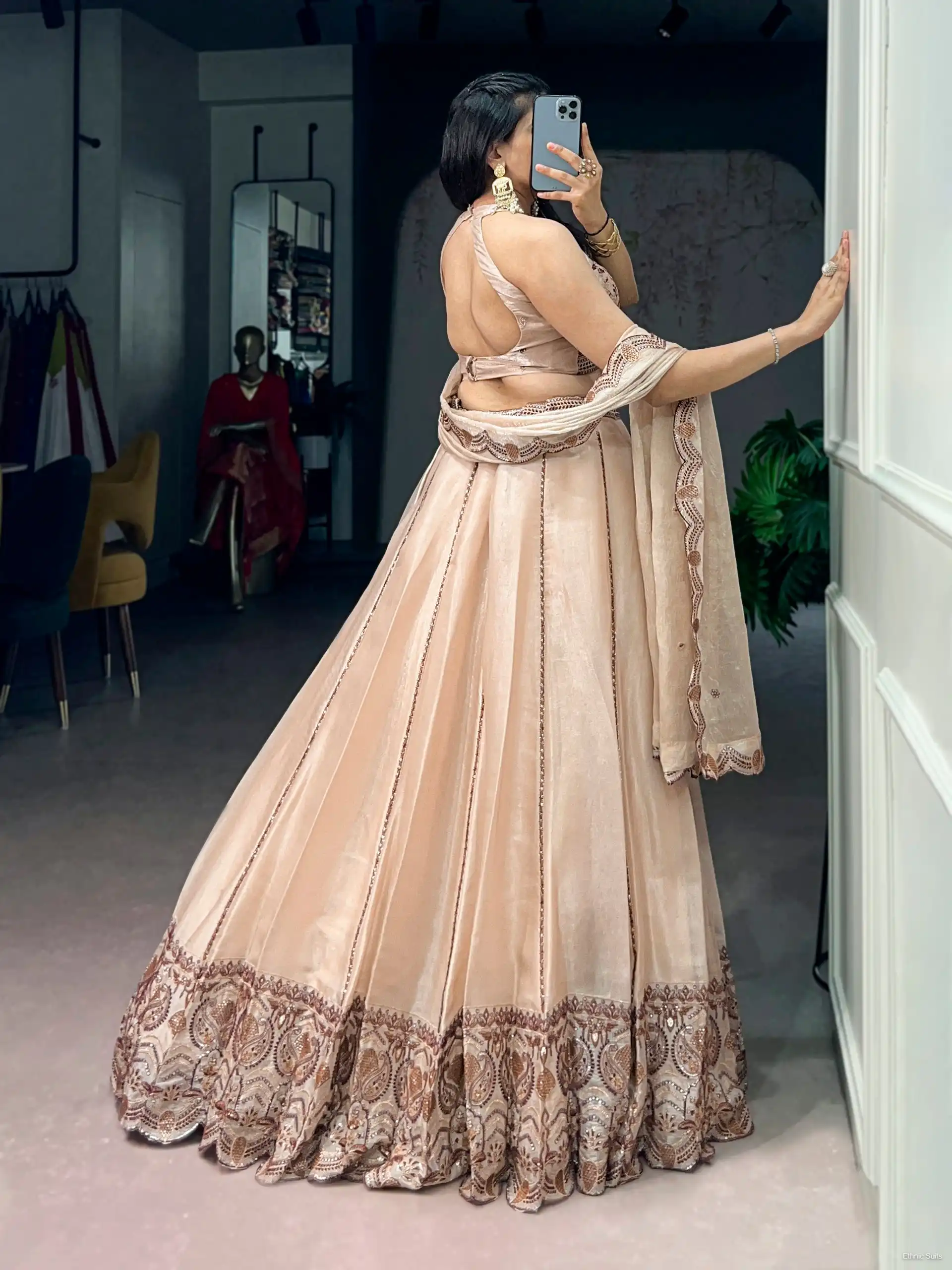Wedding Special Creme Lehenga Blouse for Women - Image 3