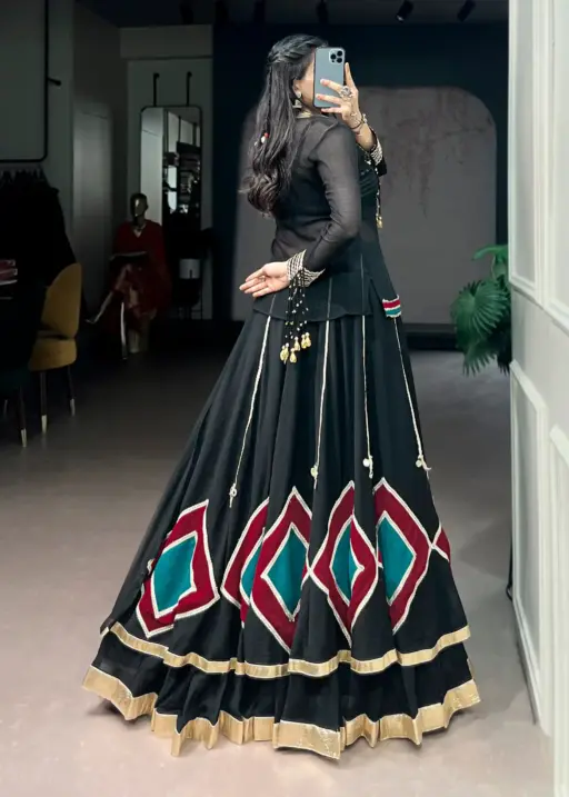 black Chaniya with Fancy Choli for Navratri Garba Nights
