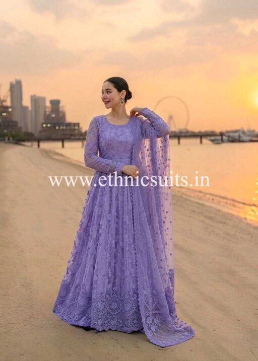 Hania Amir Inspired Blue Anarkali Suit