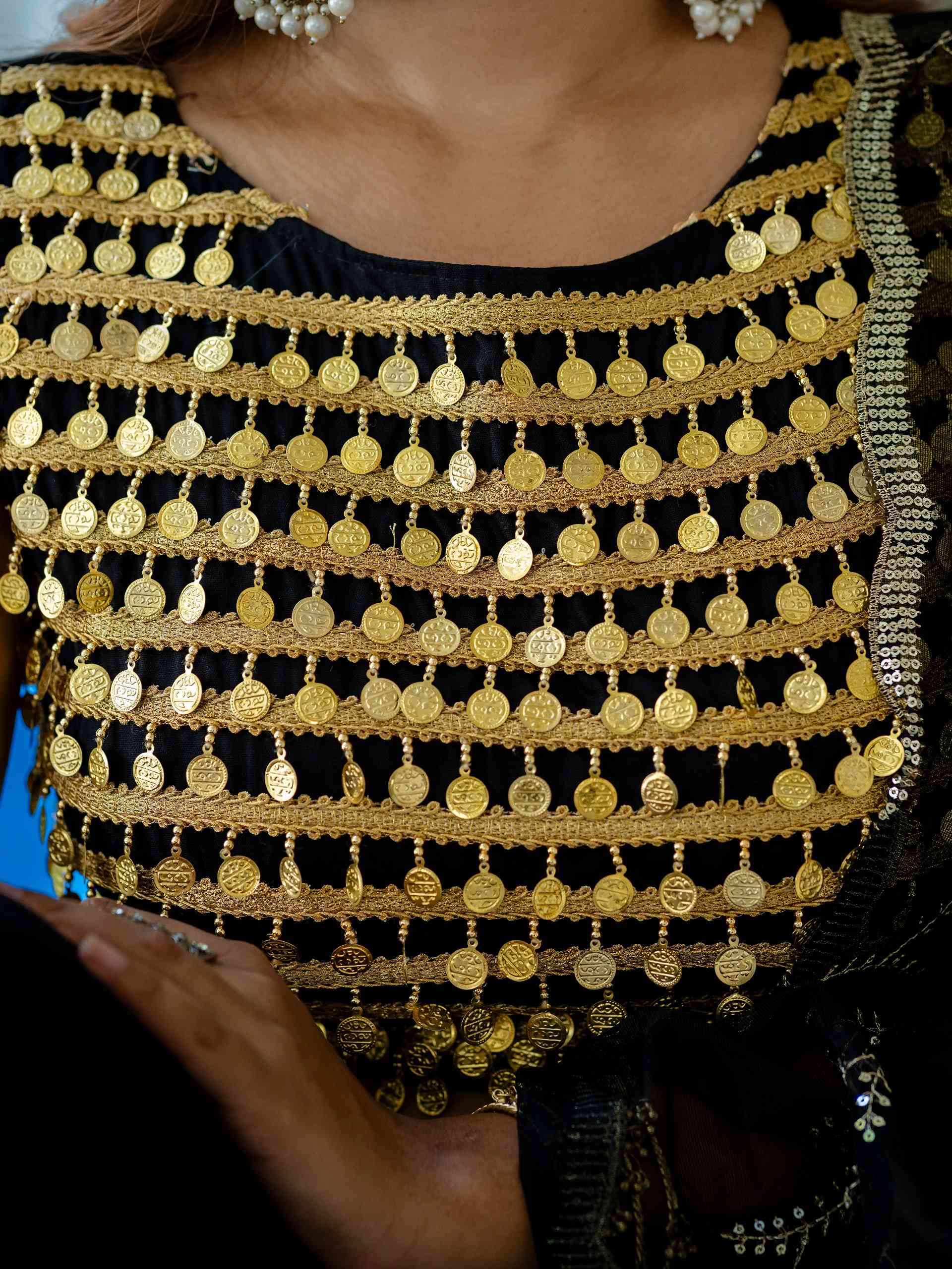 Black Ready To Wear Lehenga with Golden Work Blouse - Image 4