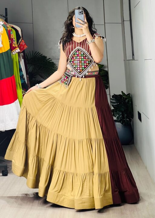 Brown Color Readymade Chaniya with Fancy Blouse