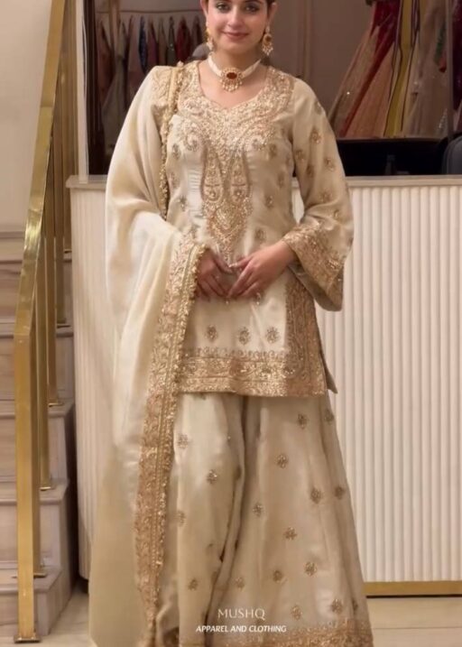 Creme Wedding Sharara Set