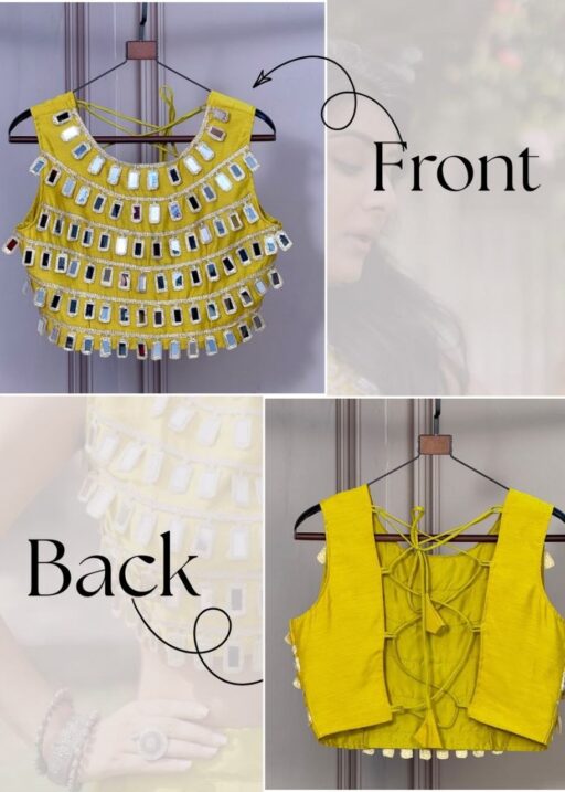 Classic Mustard Yellow Blouse with Real Mirror Handwork