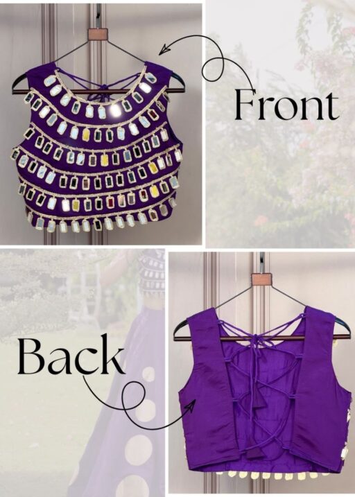 Women's designer Purple blouse with mirror work for sarees