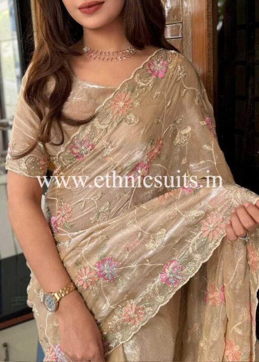 Dusky Colored Party Wear Saree