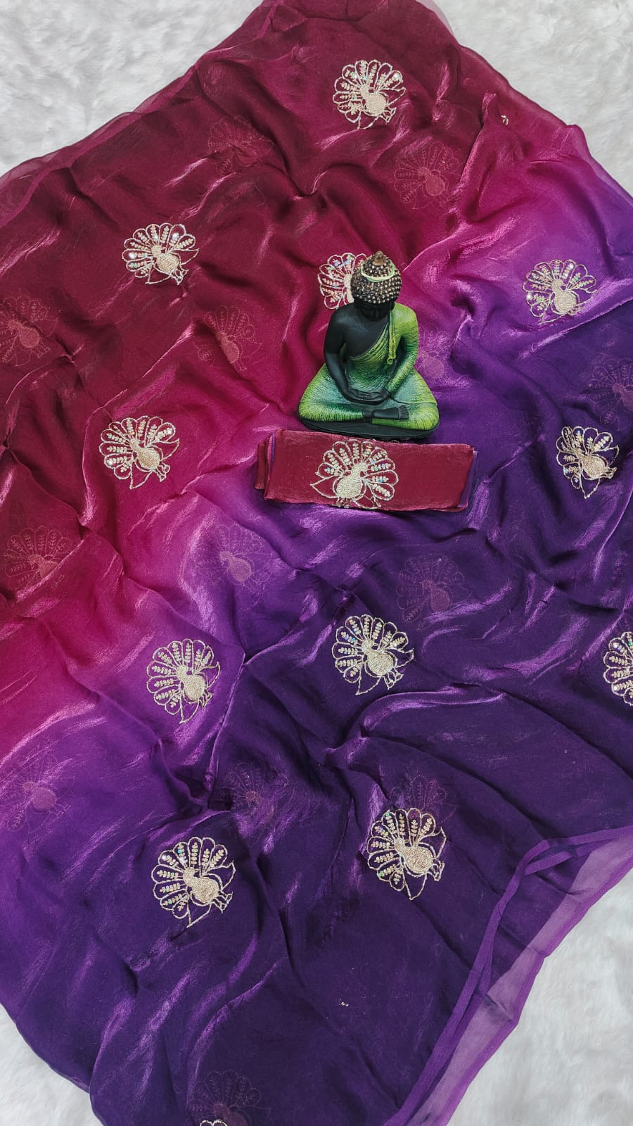 Fendi Silk Saree with Peacock handwork - Image 2