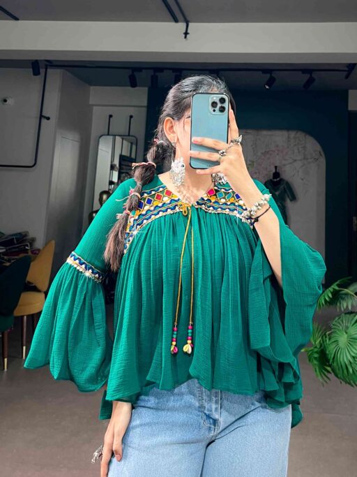 Green Tunic Tops for Garba and Navratri