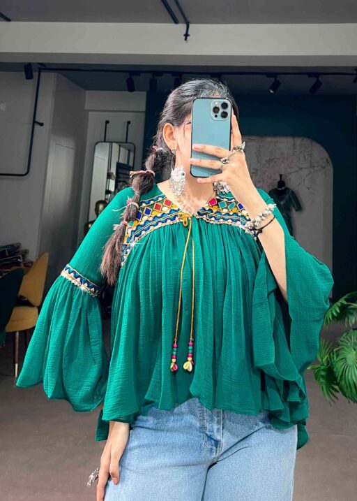 Green Tunic Tops for Garba and Navratri