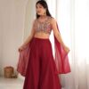 Maroon Indo Western Blouse with Plazzo Set