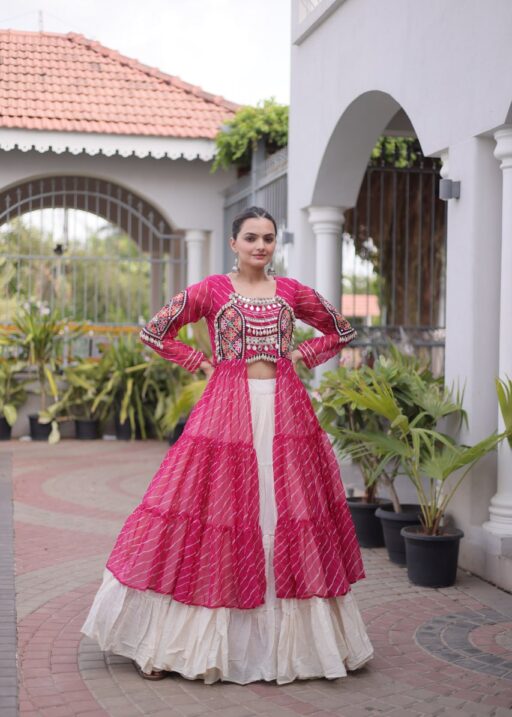pink color kutchi work kurti