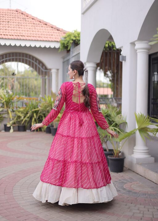 laheriya printed long kurti with chaniya