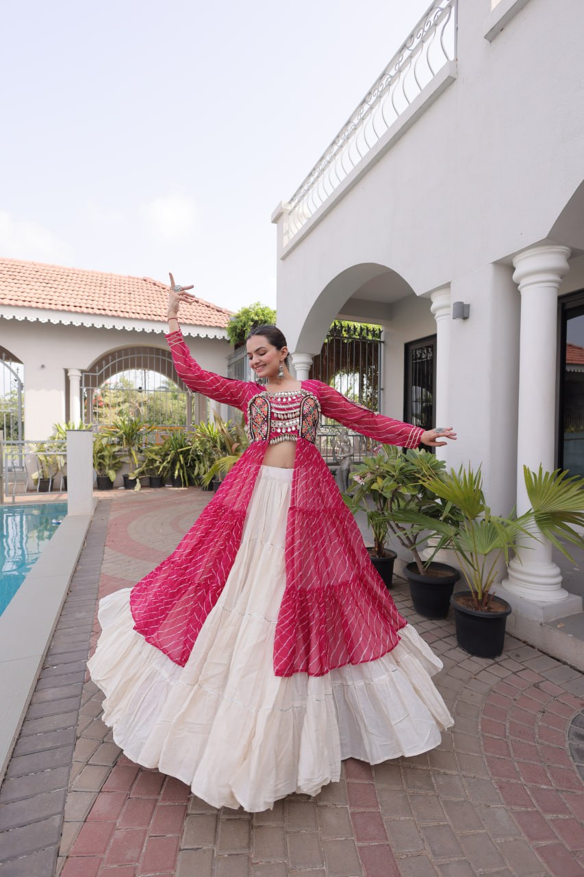 Navratri Special Bandhni Kurti With Chaniya Choli