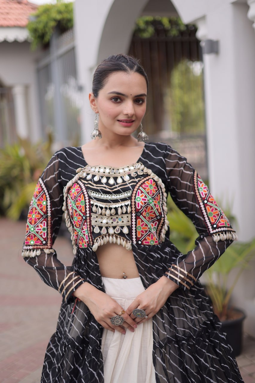 Navratri Special Black Long Kurti with Chaniya - Image 3