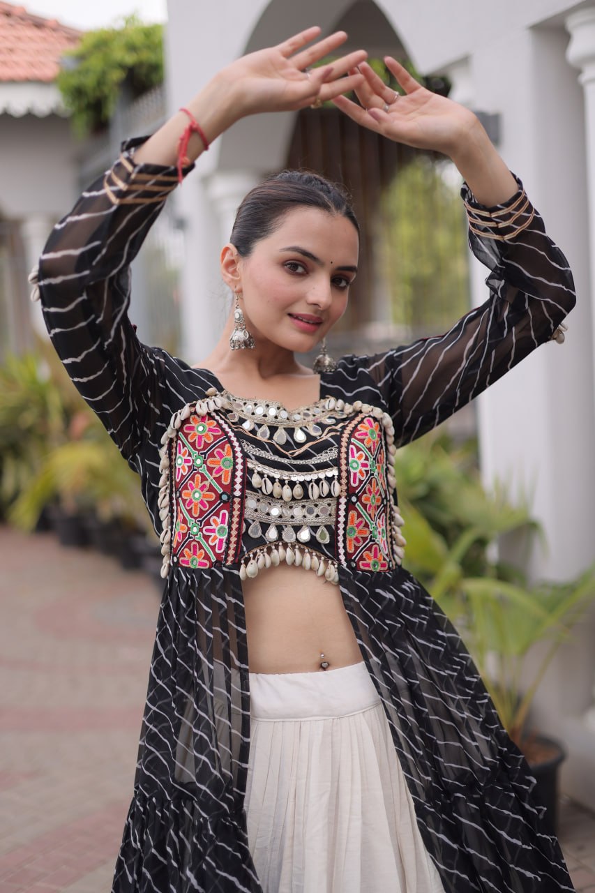 Navratri Special Black Long Kurti with Chaniya - Image 4