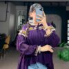 Purple Kutchi Work Tunic Top for Women with Kedia Lace Neck and Sleeve Design