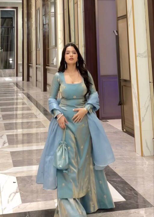 Sky Blue Silk Suit for Girls