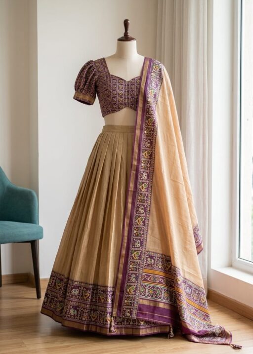 Trending Beige Color Patola Printed Lehenga Choli