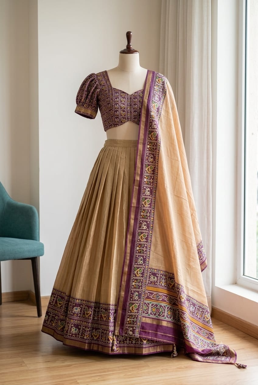 Trending Beige Color Patola Printed Lehenga Choli