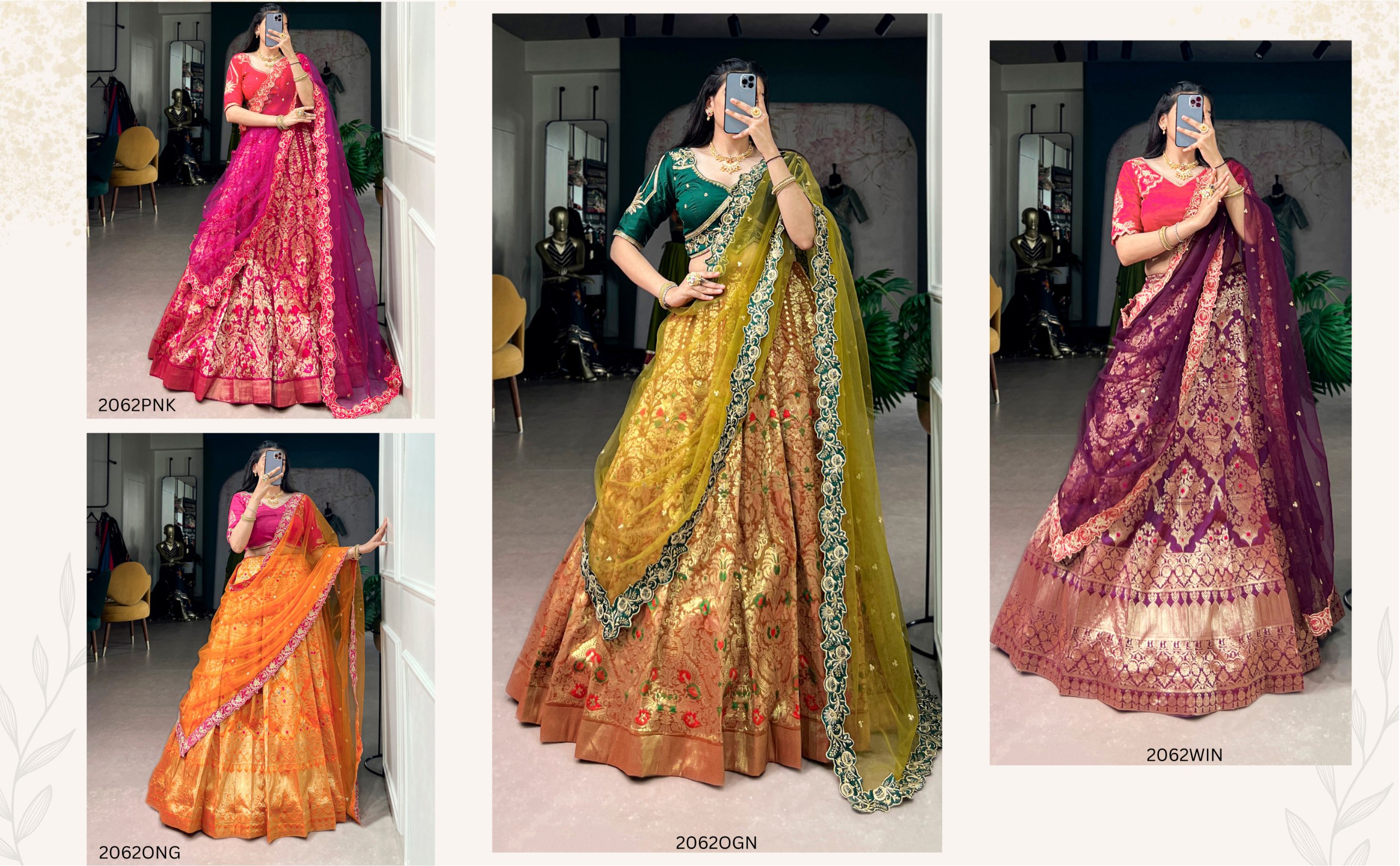 Wine Color Wedding Special Jacquard Silk Lehenga Choli - Image 4