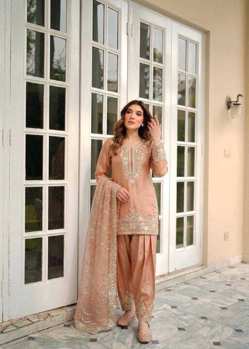 Wedding Special Orange Farsi Salwar Suit