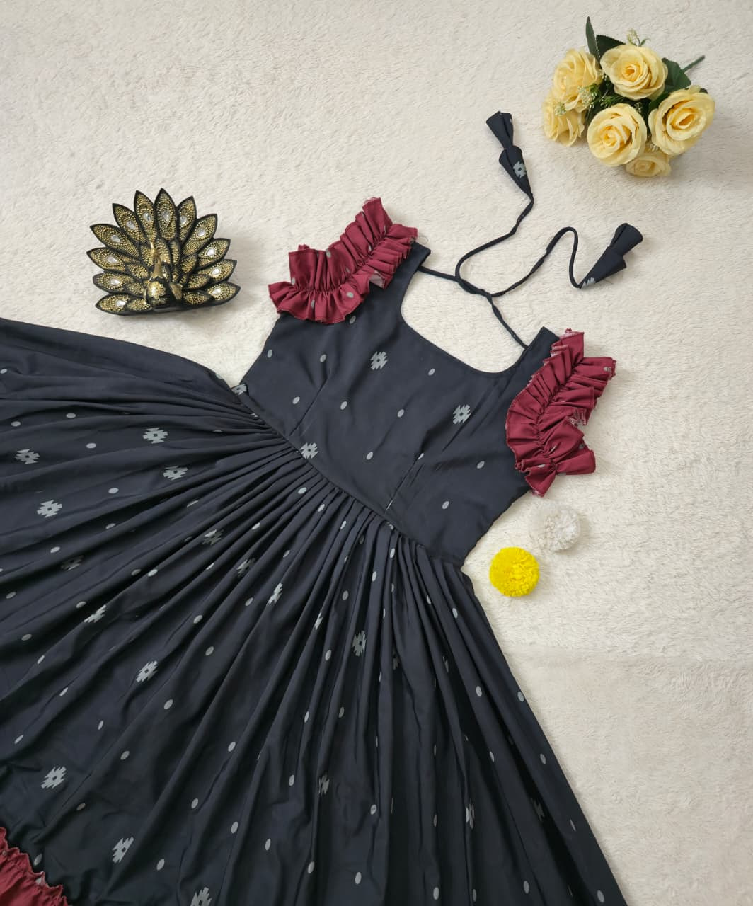 Black Printed Midi Dress - Image 5