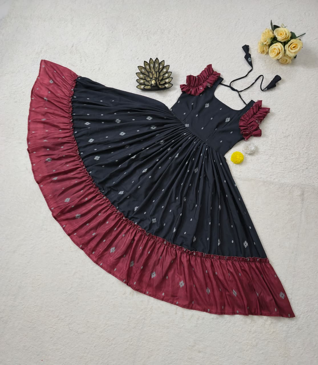 Black Printed Midi Dress - Image 4