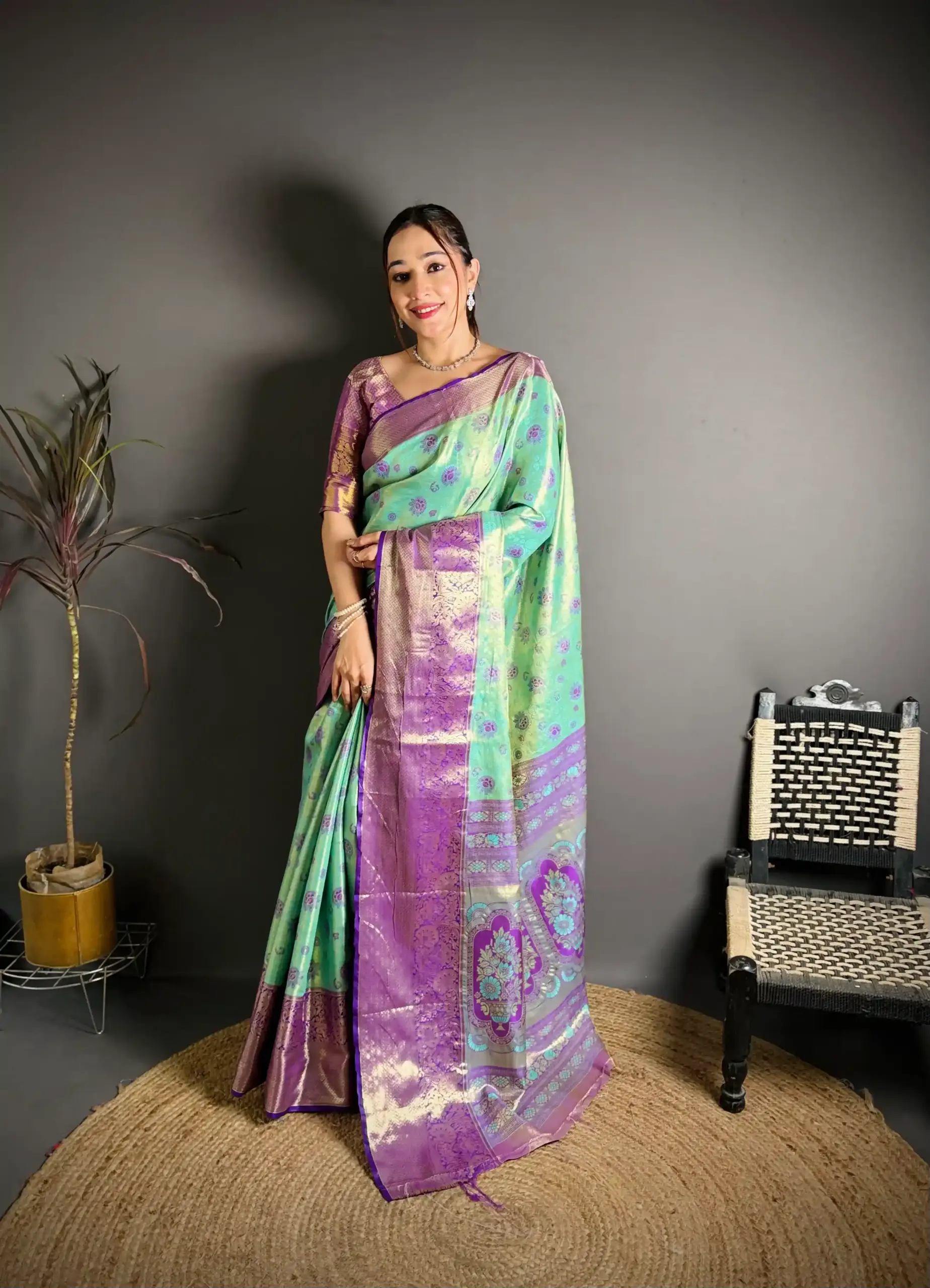 Designer Blue Kanjivaram Silk Saree - Image 2