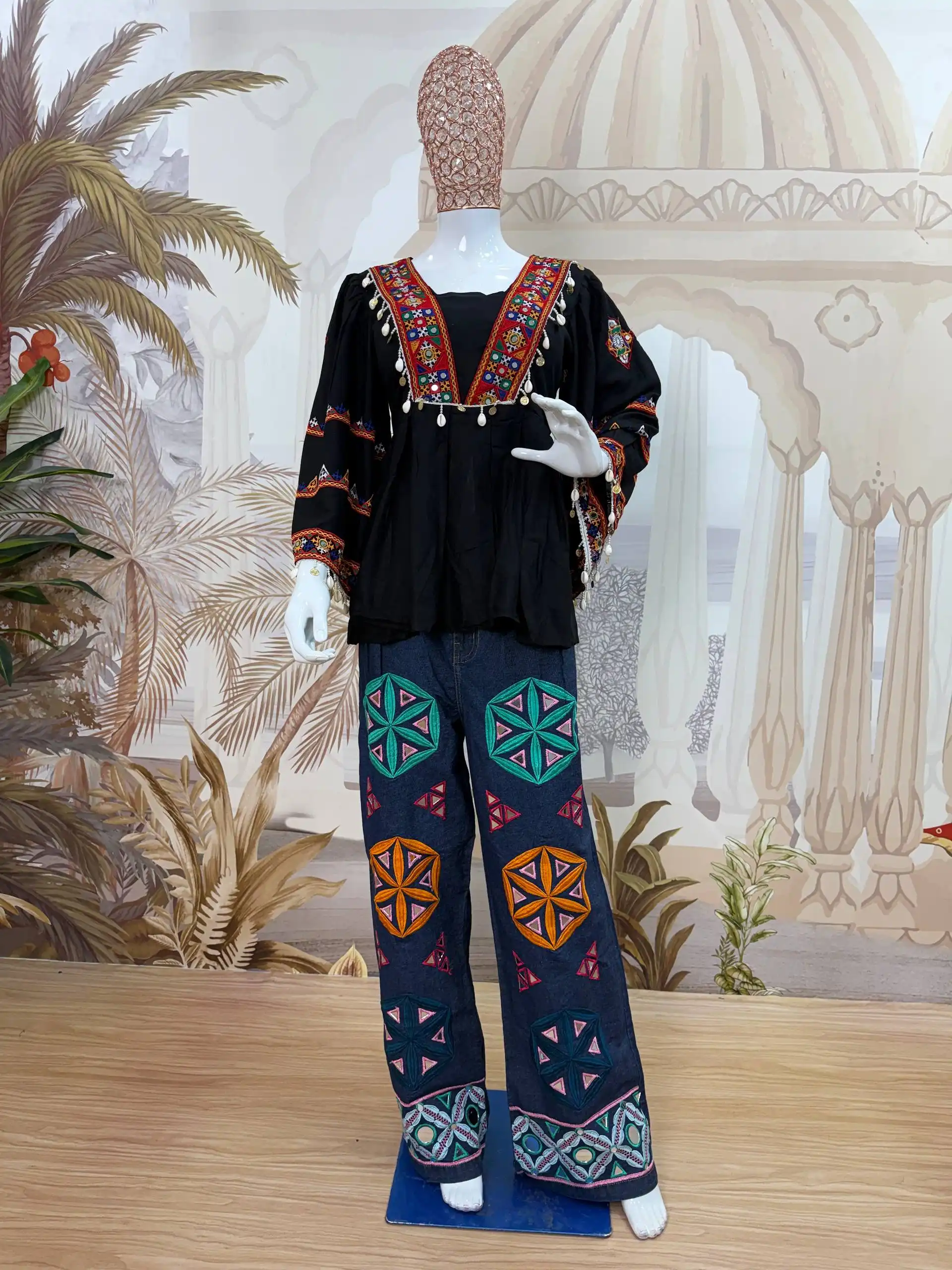 Kutchi Work Kedia with Jeans for Navratri - Image 5