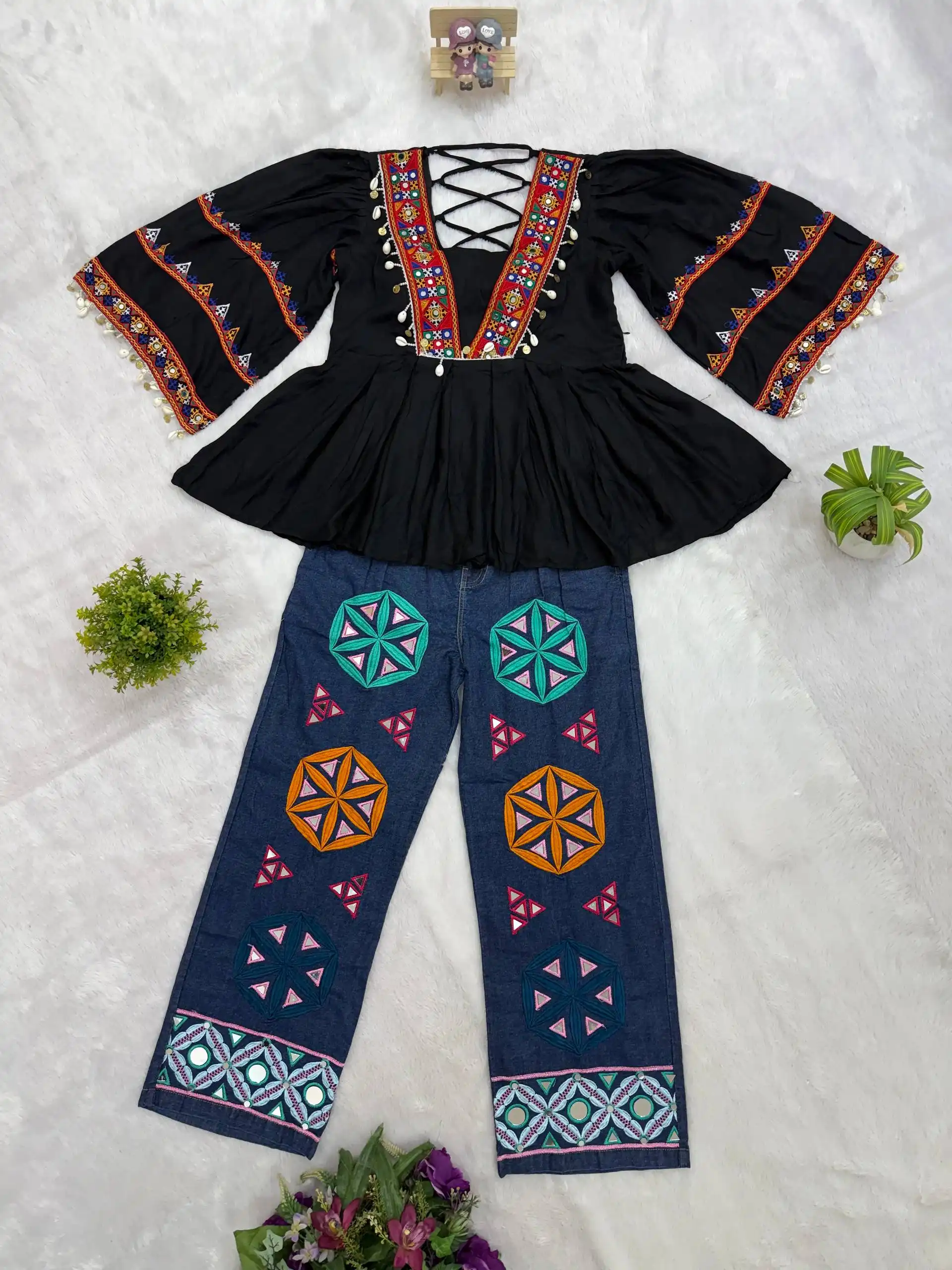 Kutchi Work Kedia with Jeans for Navratri - Image 6