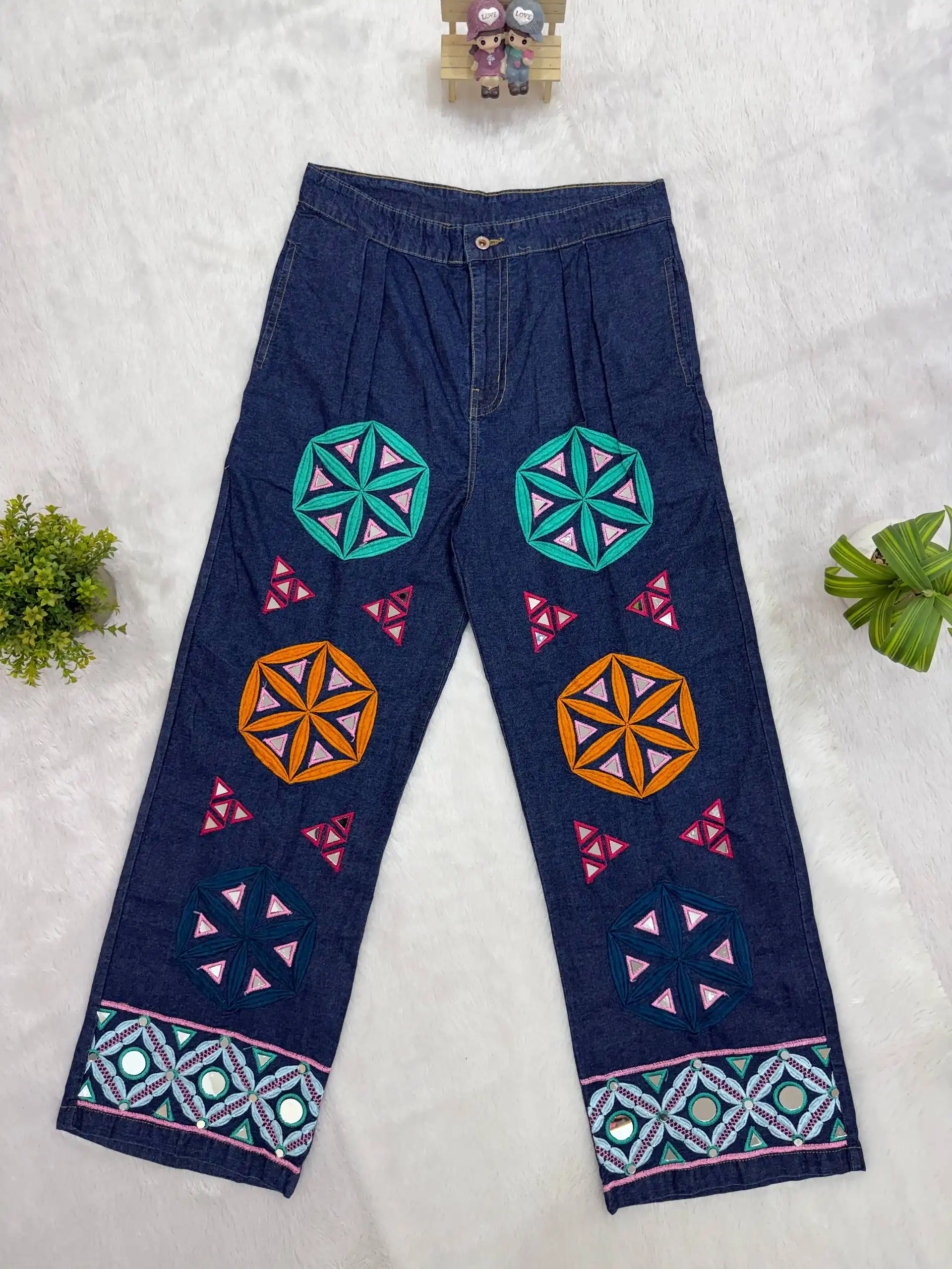 Kutchi Work Denim Jeans for Navratri - Image 2