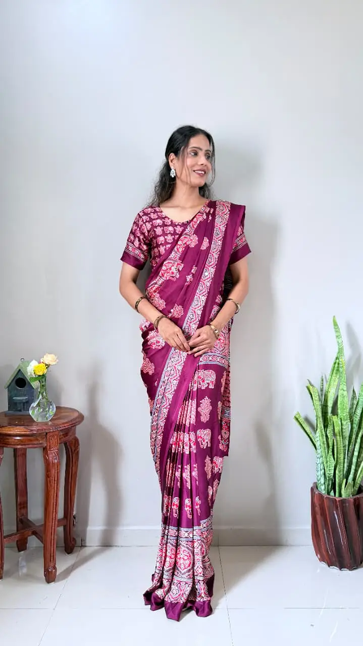 Readymade printed 1 minute saree