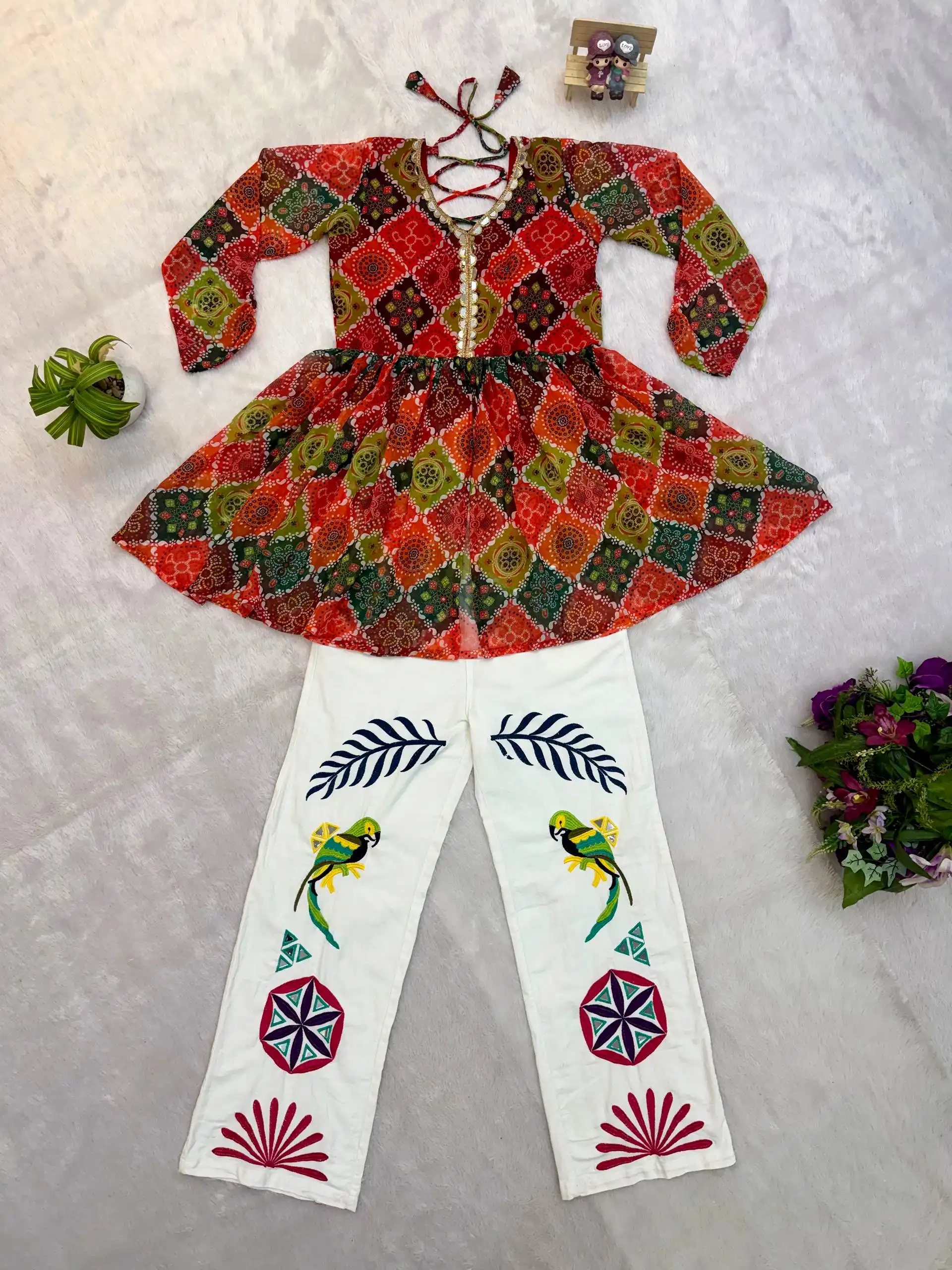 Navratri Wear White Denim Jeans - Image 2