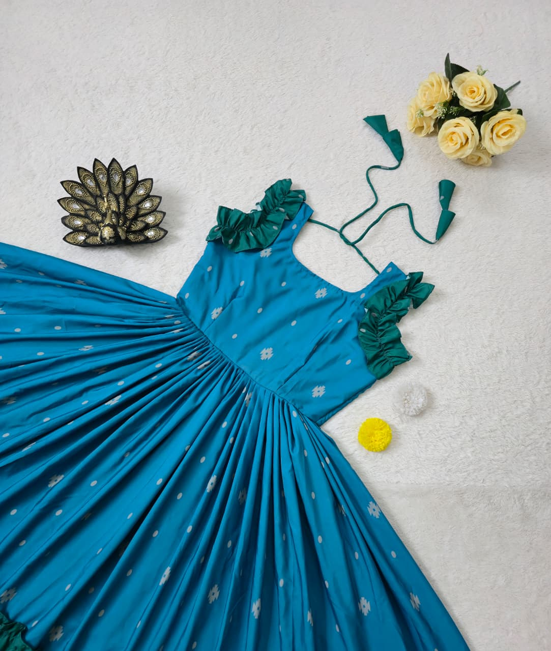 Sky Blue Printed Midi Dress - Image 4