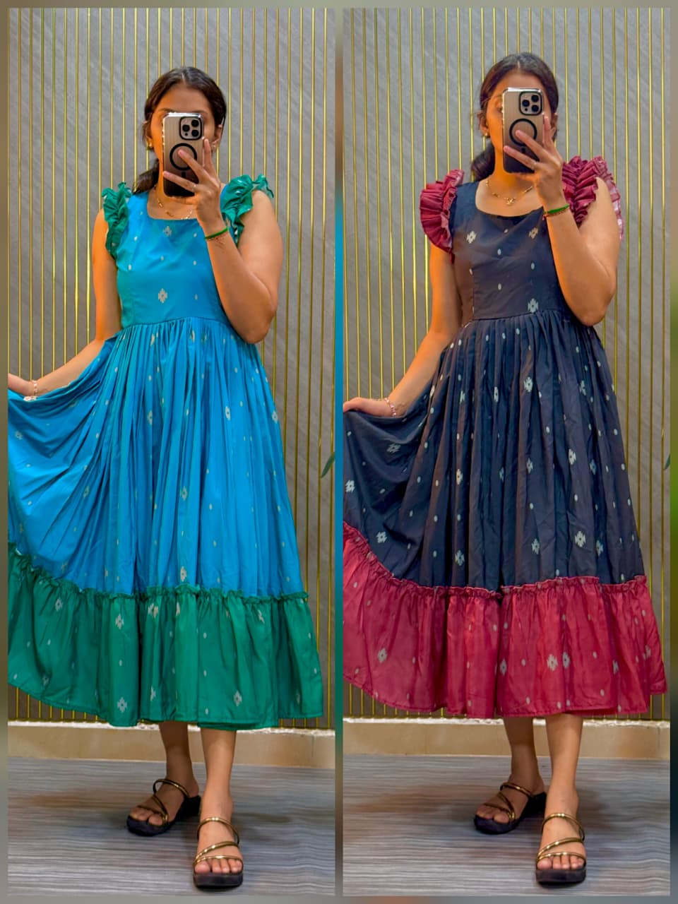 Sky Blue Printed Midi Dress - Image 5