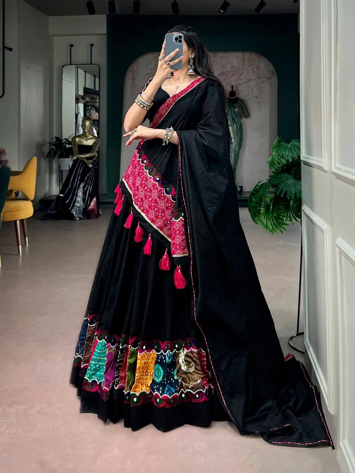 Khadi Cotton Black Chaniya Choli - Image 2