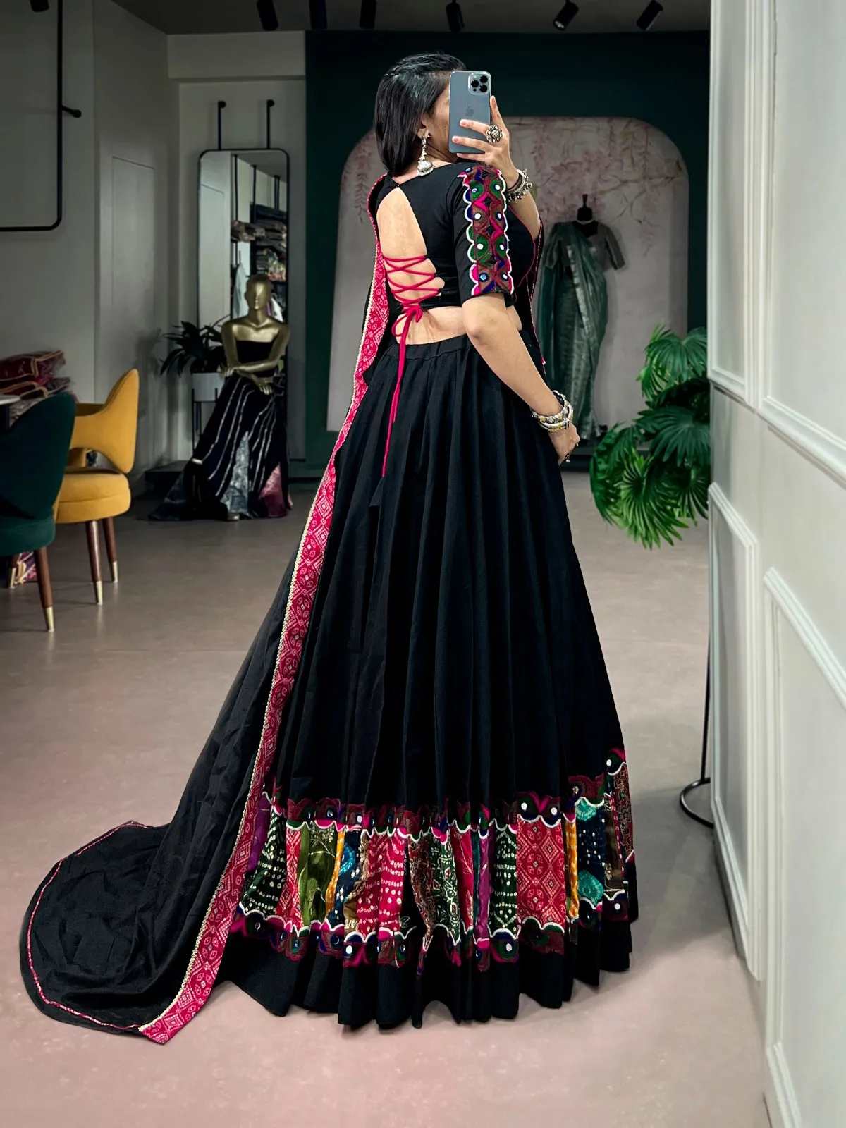 Khadi Cotton Black Chaniya Choli - Image 3