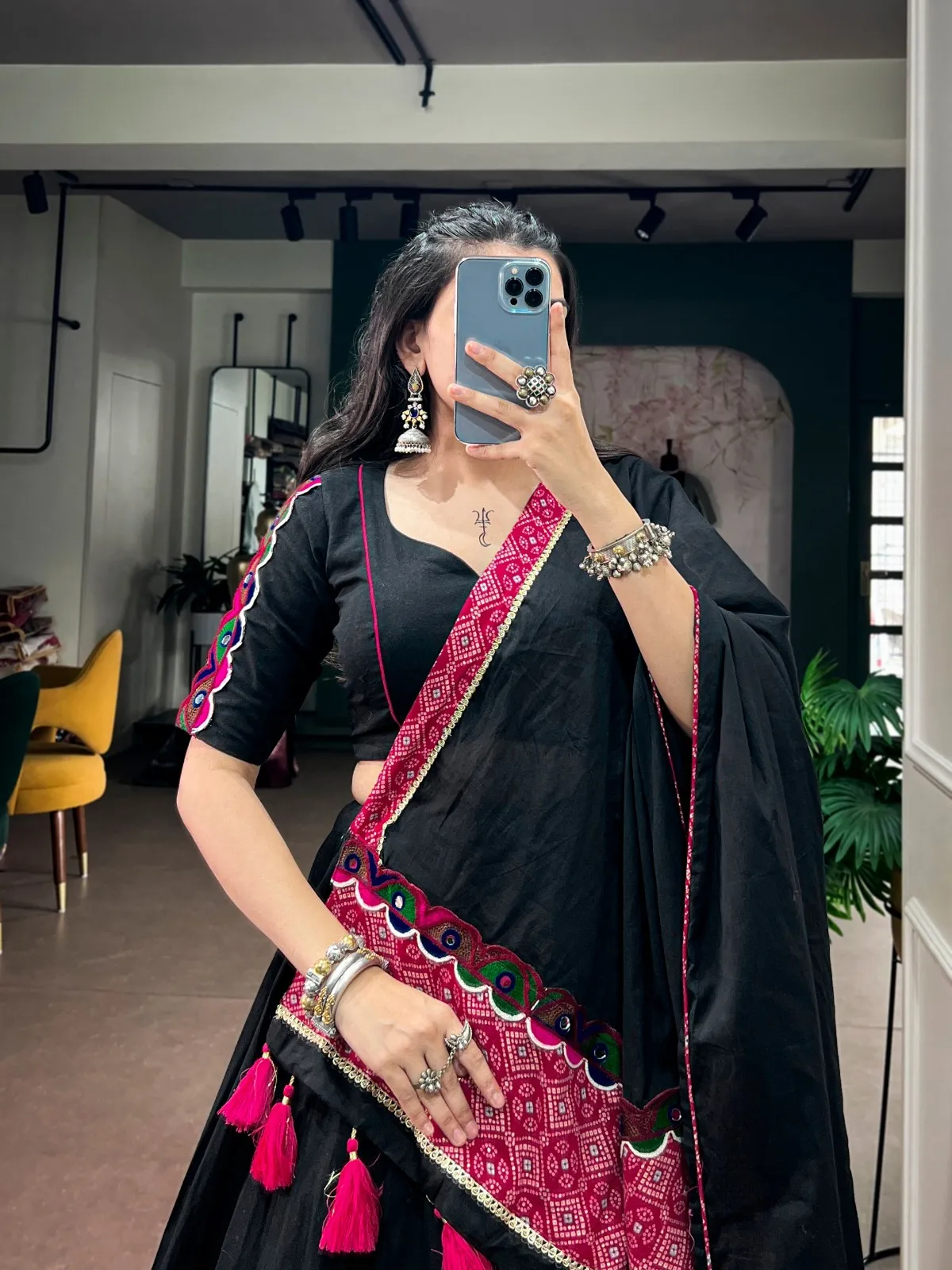 Khadi Cotton Black Chaniya Choli - Image 4