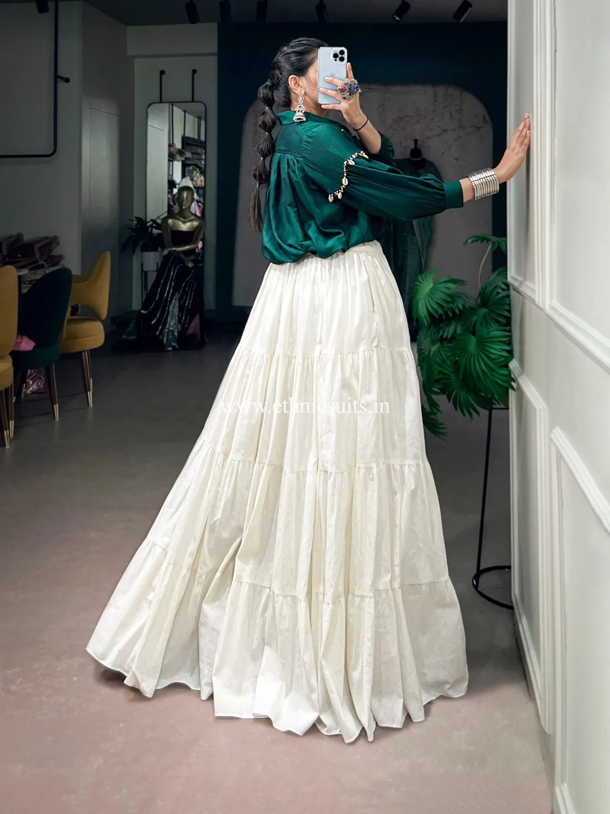Navratri Wear Shirt with Lehenga - Image 2