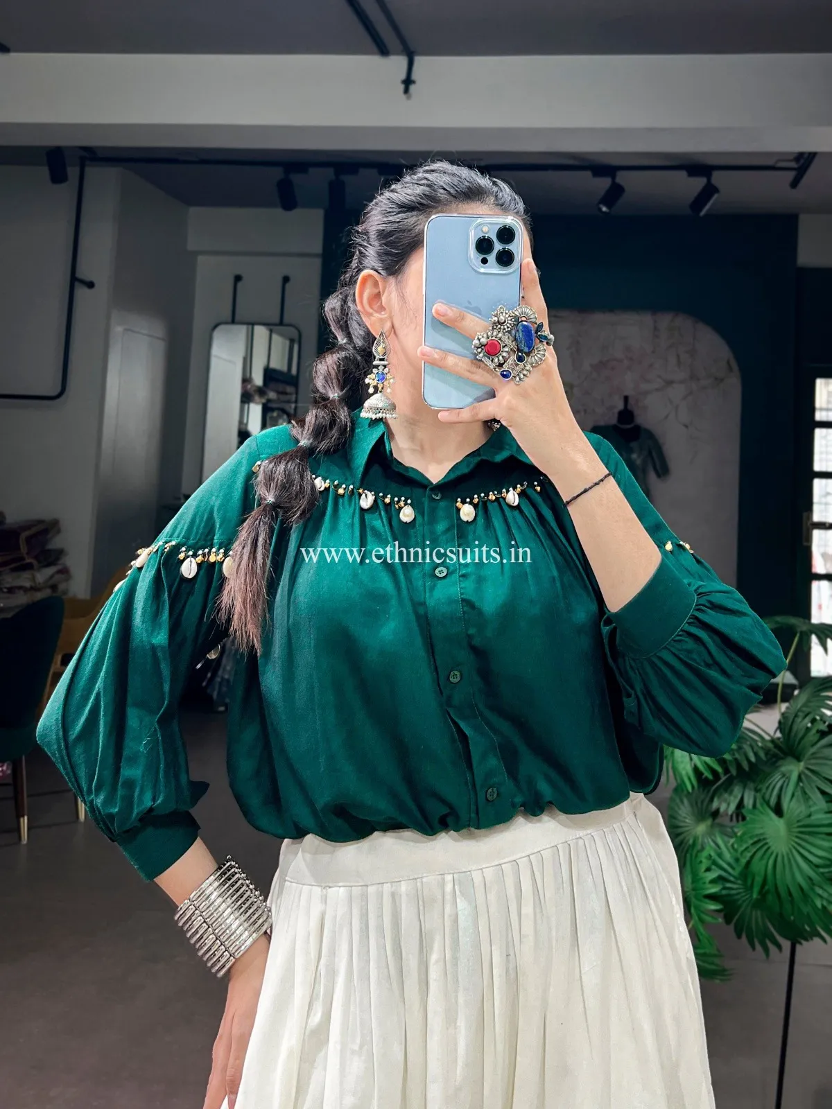 Navratri Wear Shirt with Lehenga - Image 3