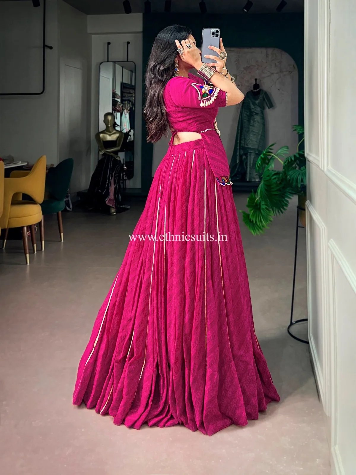 Rani Color Bandhni Printed Chaniya Choli - Image 4
