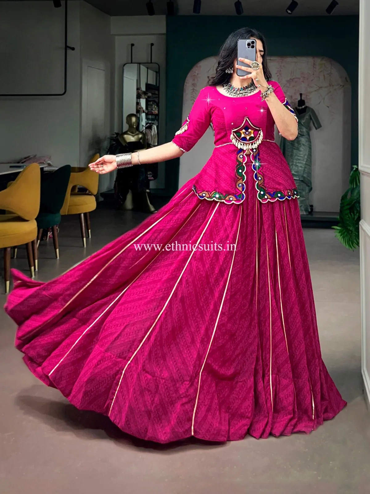 Rani Color Bandhni Printed Chaniya Choli - Image 5